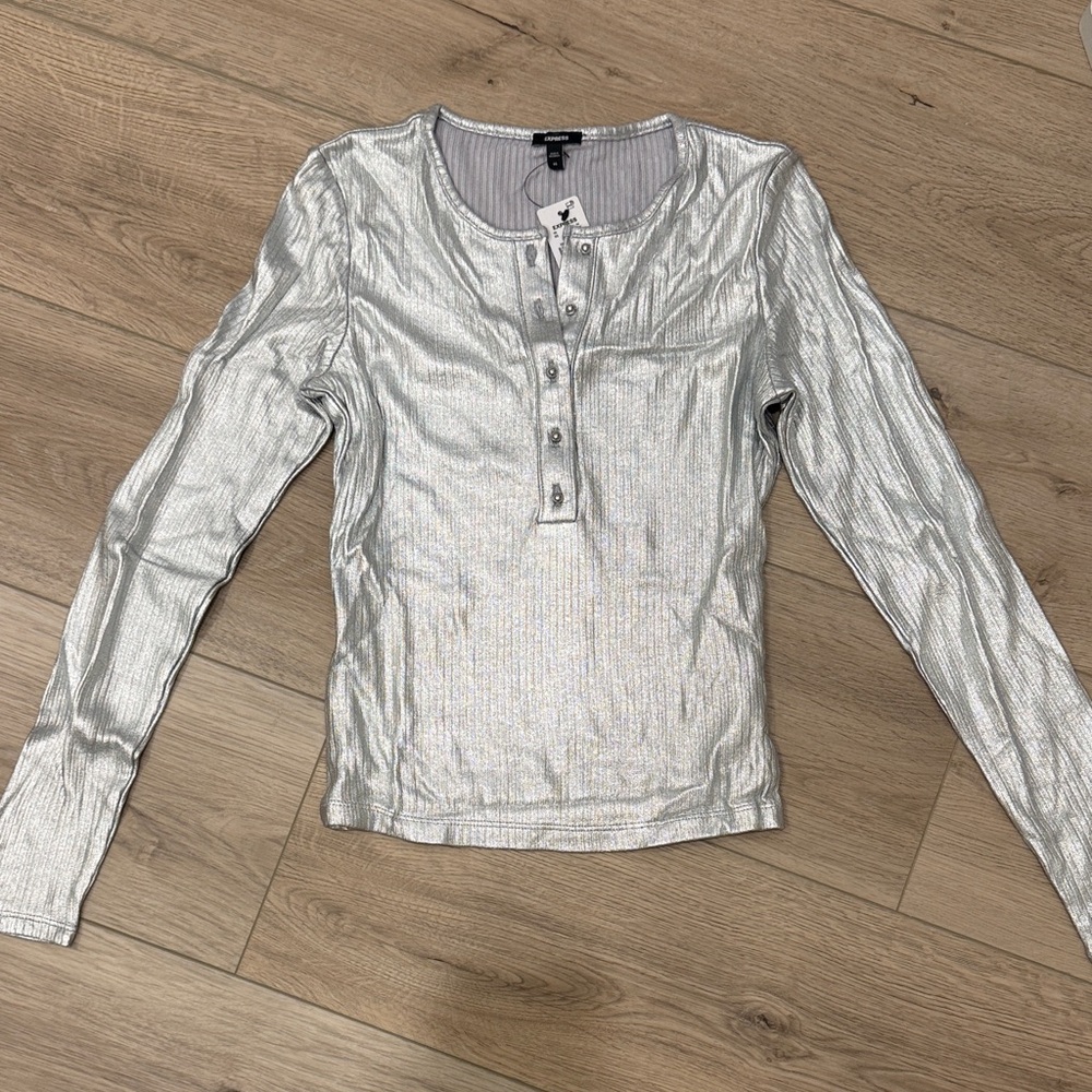 Silver Long Sleeve Top